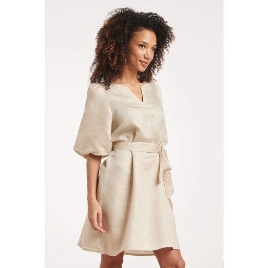 Smashed Lemon Jurk met metallic glans en tailleceintuur | - Image 2