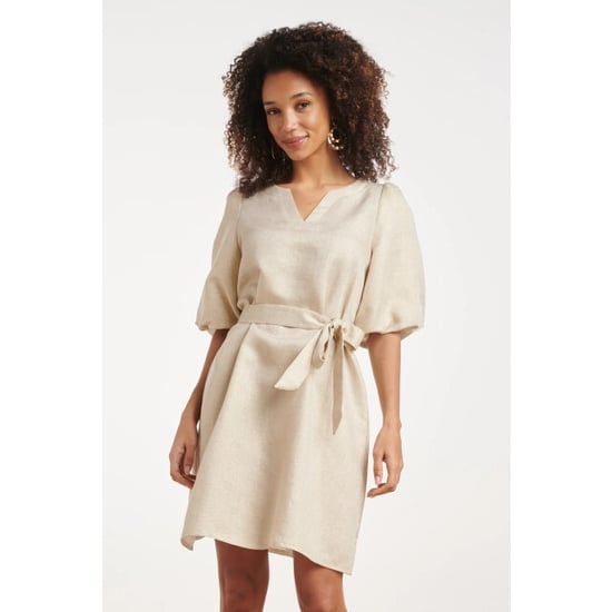 Smashed Lemon Jurk met metallic glans en tailleceintuur | - Image 6