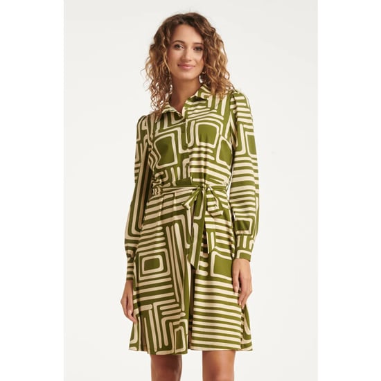 Smashed Lemon 25658 army en sand geometrische jurk in travelkwaliteit | - Image 3