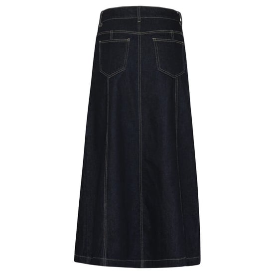 Smashed Lemon Donker indigo denim midi rok met knoopsluiting | - Image 2
