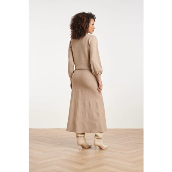 Smashed Lemon Gebreide midi rok met ribstructuur | - Image 2