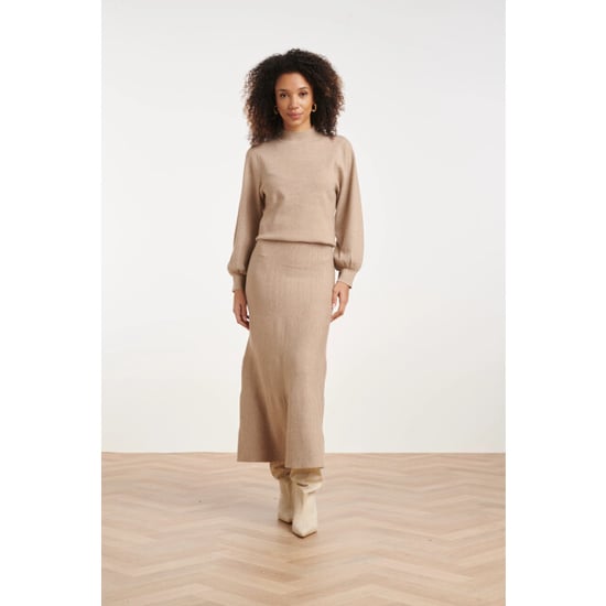 Smashed Lemon Gebreide midi rok met ribstructuur | - Image 3