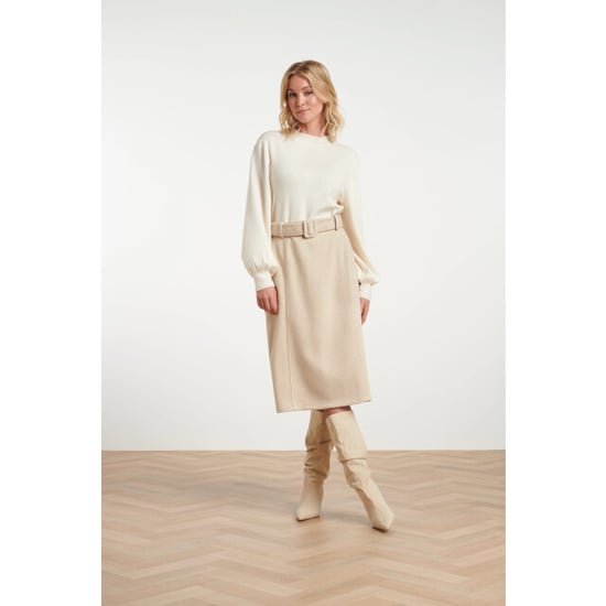 Smashed Lemon Midi rok van geweven stof met visgraatstructuur | - Image 1