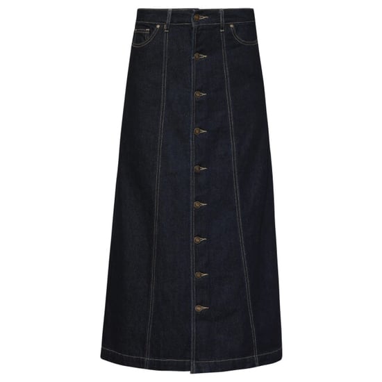 Smashed Lemon Donker indigo denim midi rok met knoopsluiting | - Image 6