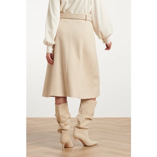 Smashed Lemon Midi rok van geweven stof met visgraatstructuur | - Image 2