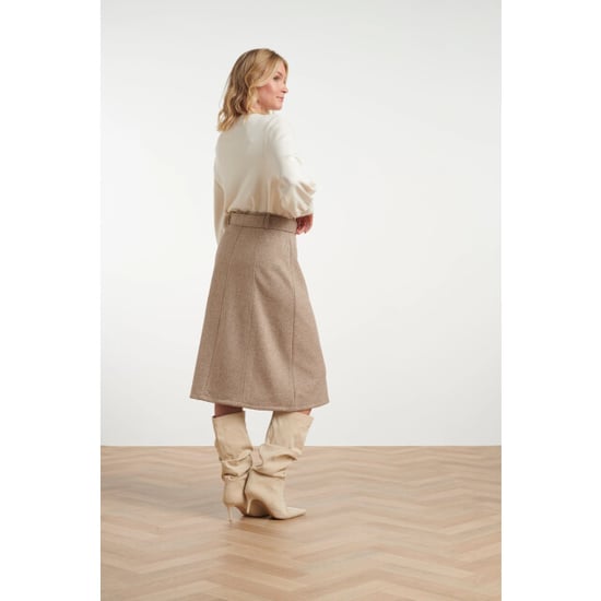Smashed Lemon Midi rok van geweven stof met visgraatstructuur | - Image 4