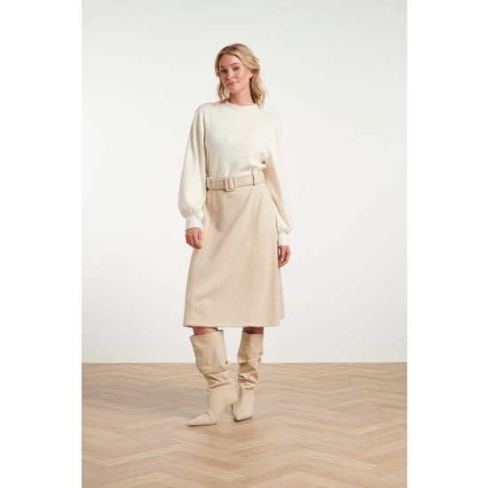 Smashed Lemon Midi rok van geweven stof met visgraatstructuur | - Image 3