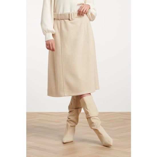 Smashed Lemon Midi rok van geweven stof met visgraatstructuur | - Image 4
