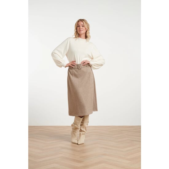 Smashed Lemon Midi rok van geweven stof met visgraatstructuur | - Image 6