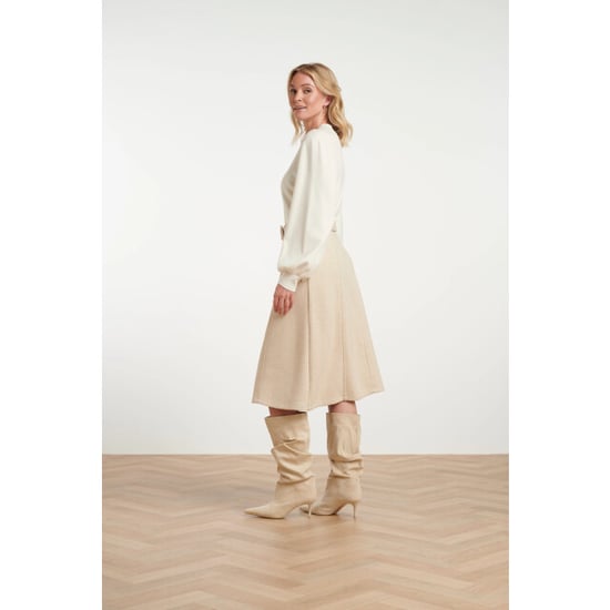 Smashed Lemon Midi rok van geweven stof met visgraatstructuur | - Image 6
