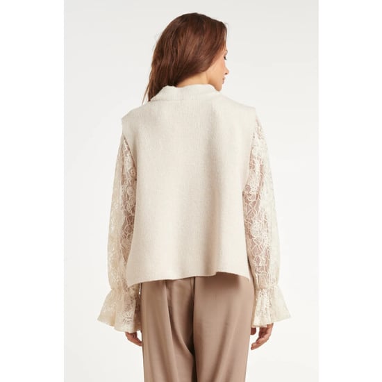 Smashed Lemon Mouwloze gebreide top met strikdetails | - Image 2