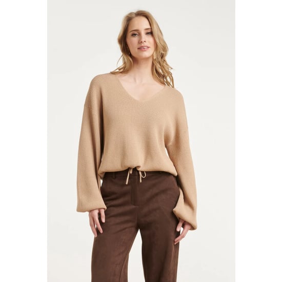 Smashed Lemon Gebreide top met v-hals en strikdetail | - Image 4