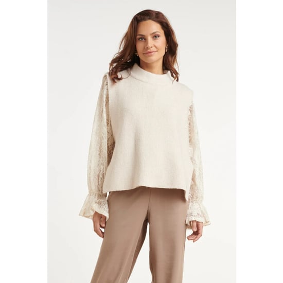 Smashed Lemon Mouwloze gebreide top met strikdetails | - Image 4