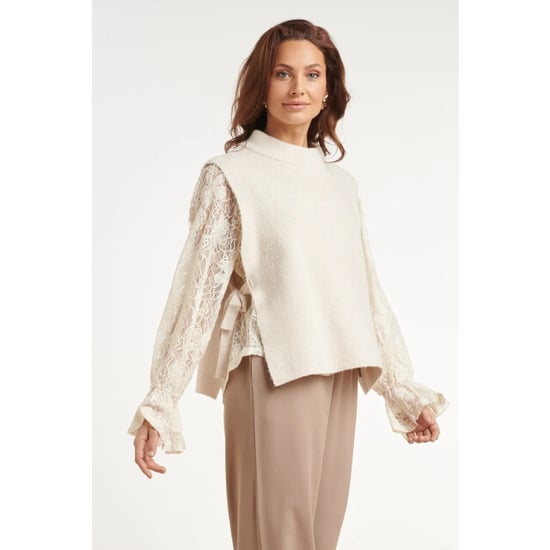 Smashed Lemon Mouwloze gebreide top met strikdetails | - Image 5