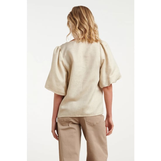 Smashed Lemon Top met metallic glans en wijde mouwen | - Image 2