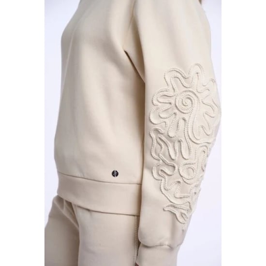Rino & Pelle Manar.7002612 rino en pelle crew neck sweater with applicated sleeves off white - Image 1