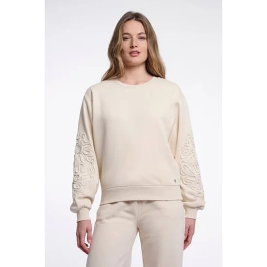 Rino & Pelle Manar.7002612 rino en pelle crew neck sweater with applicated sleeves off white - Image 2