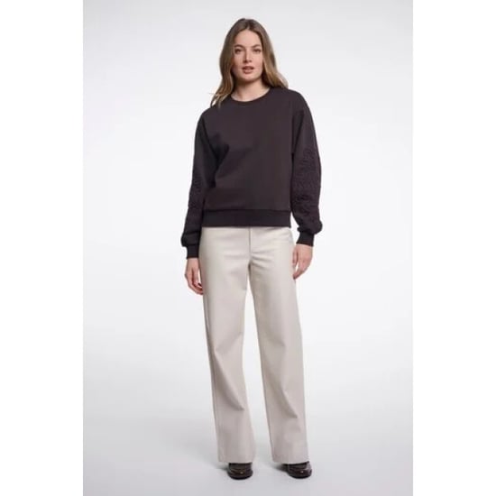 Rino & Pelle Manar.7002612 rino en pelle crew neck sweater with applicated sleeves coffee roast - Image 2