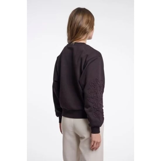 Rino & Pelle Manar.7002612 rino en pelle crew neck sweater with applicated sleeves coffee roast - Image 3