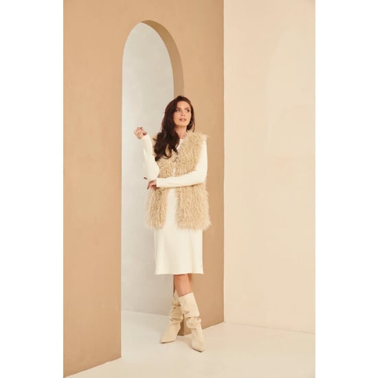 Smashed Lemon Luxe faux fur gilet met lange lengte | - Image 2