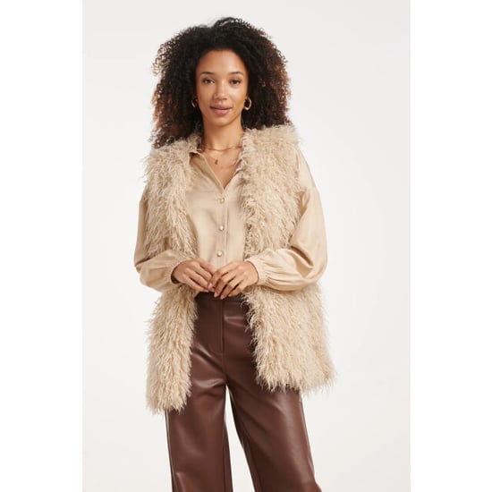 Smashed Lemon Luxe faux fur gilet met lange lengte | - Image 3