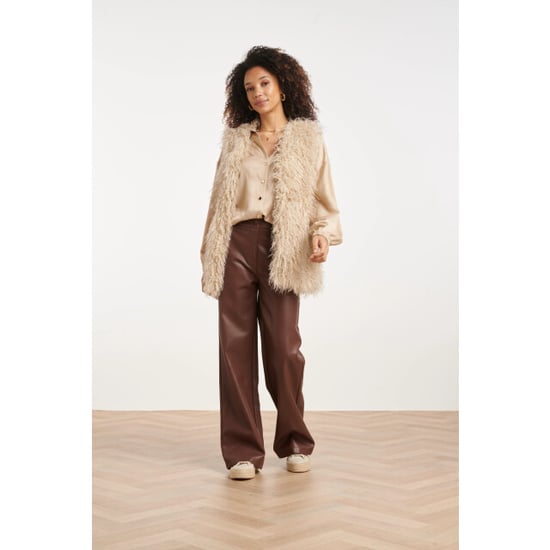 Smashed Lemon Luxe faux fur gilet met lange lengte | - Image 4