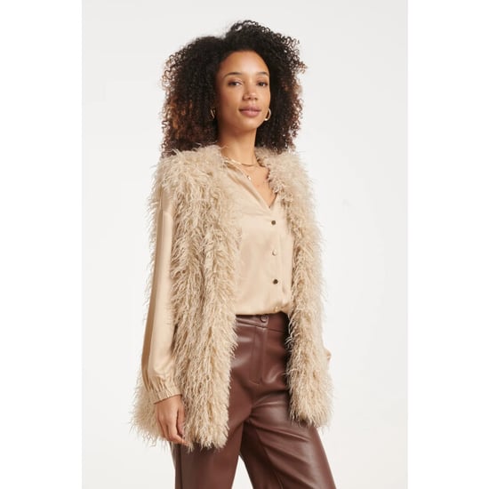 Smashed Lemon Luxe faux fur gilet met lange lengte | - Image 5