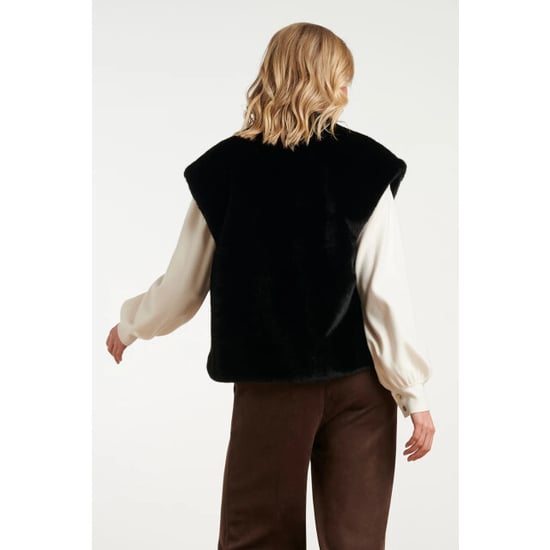 Smashed Lemon Faux fur gilet met opstaande kraag | - Image 5