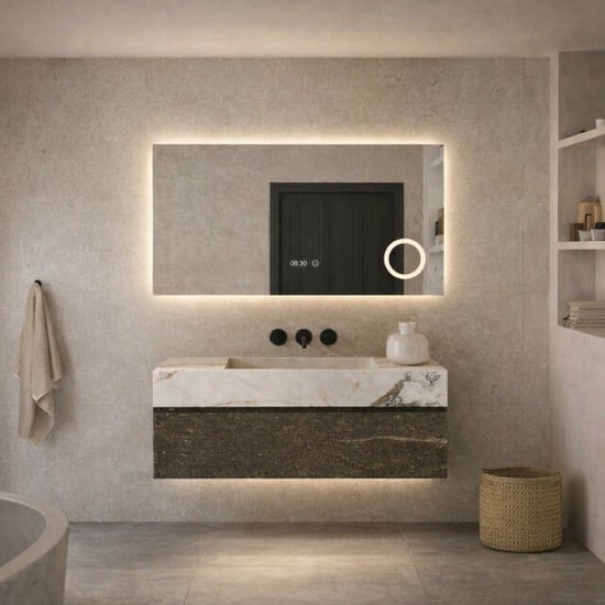 Vtw Living badkamerspiegel met led verlichting en verwarming 80 x 60 cm - Image 1