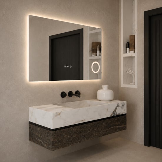Vtw Living badkamerspiegel met led verlichting en verwarming 80 x 60 cm - Image 3