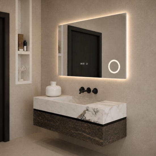 Vtw Living badkamerspiegel met led verlichting en verwarming 80 x 60 cm - Image 4