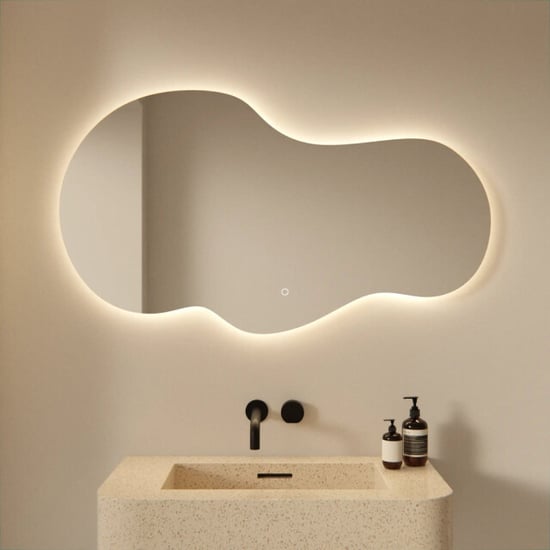 Vtw Living badkamerspiegel asymmetrisch met led verlichting en verwarming 120 - Image 1
