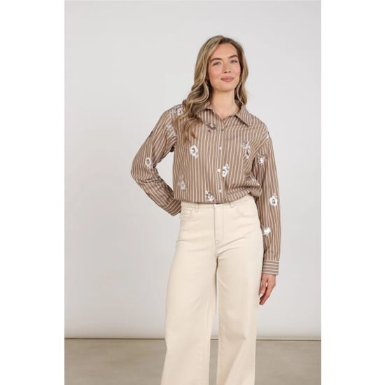 Nukus Nkf02137 340 newport blouse stripe flower taupe/offwhite - Image 5
