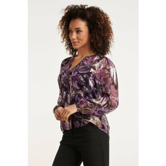 Smashed Lemon 24801 paarse paisley blouse met en jacquard | - Image 3