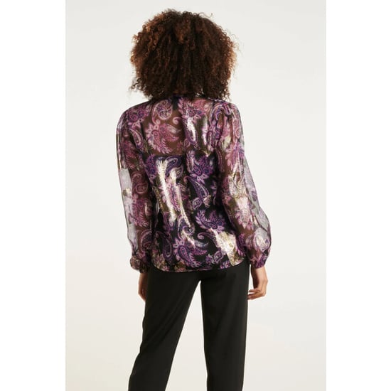 Smashed Lemon 24801 paarse paisley blouse met en jacquard | - Image 4