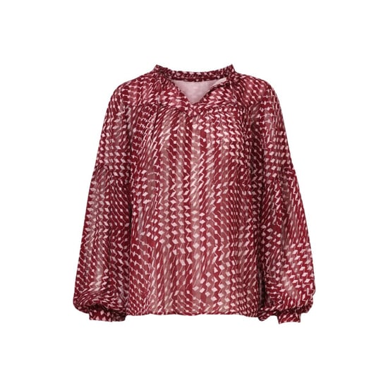 Smashed Lemon Bordeaux en babyroze geometrische geprint blouse | - Image 3