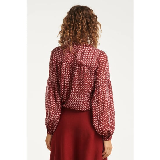 Smashed Lemon Bordeaux en babyroze geometrische geprint blouse | - Image 5