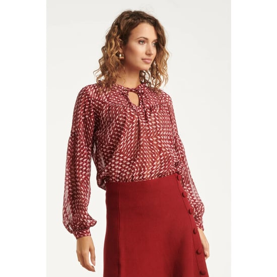 Smashed Lemon Bordeaux en babyroze geometrische geprint blouse | - Image 6