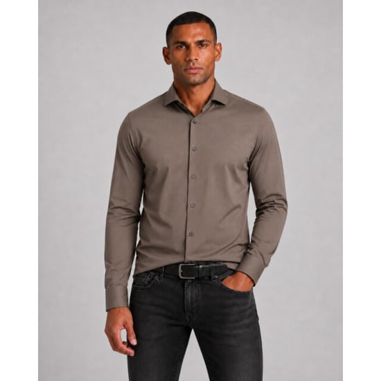 Pure 4030-21750 246 light brown uni overhemd - Image 1