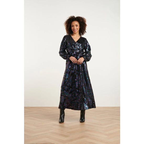 Smashed Lemon 24773 multicolour pailletten maxi jurk met e velours | - Image 6