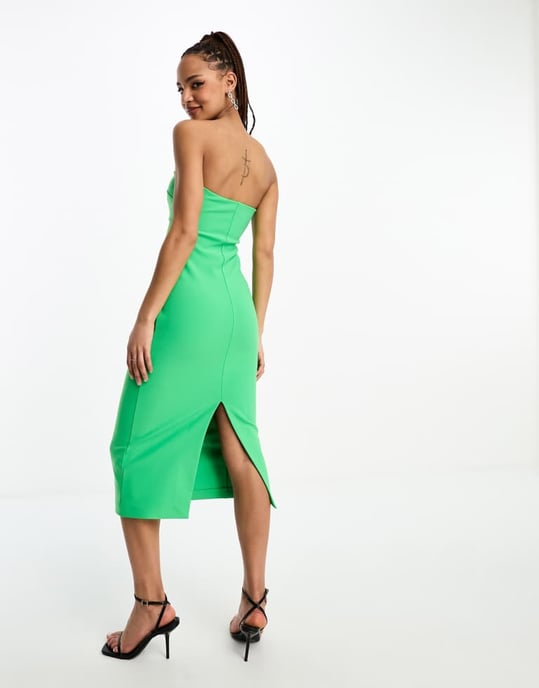 Forever New bandeau cut out midi dress in green - Image 2