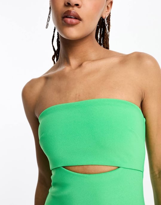 Forever New bandeau cut out midi dress in green - Image 3