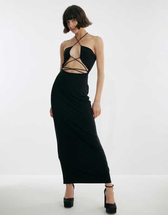 NA-KD X Josefine HJ cut out maxi dress in black - Image 1