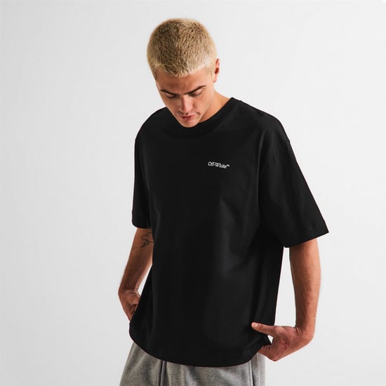 Off White T-shirt för män med kedjemönster (Svart) - Image 3