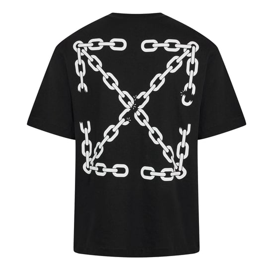 Off White T-shirt för män med kedjemönster (Svart) - Image 6