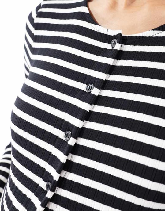 Mamalicious Maternity buttondown jersey cardigan co-ord in mono stripe - Image 3