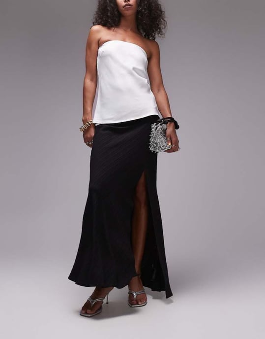 Topshop co ord twist maxi skirt in black - Image 1