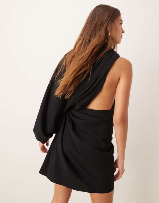 ASOS EDITION ultimate drape mini dress in black - Image 3