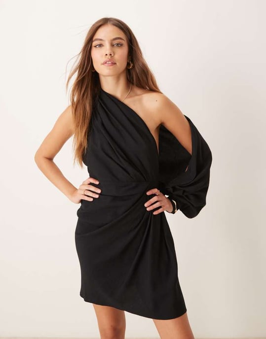 ASOS EDITION ultimate drape mini dress in black - Image 4