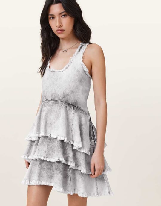 Allsaints cavarly mini dress in denim grey - Image 3
